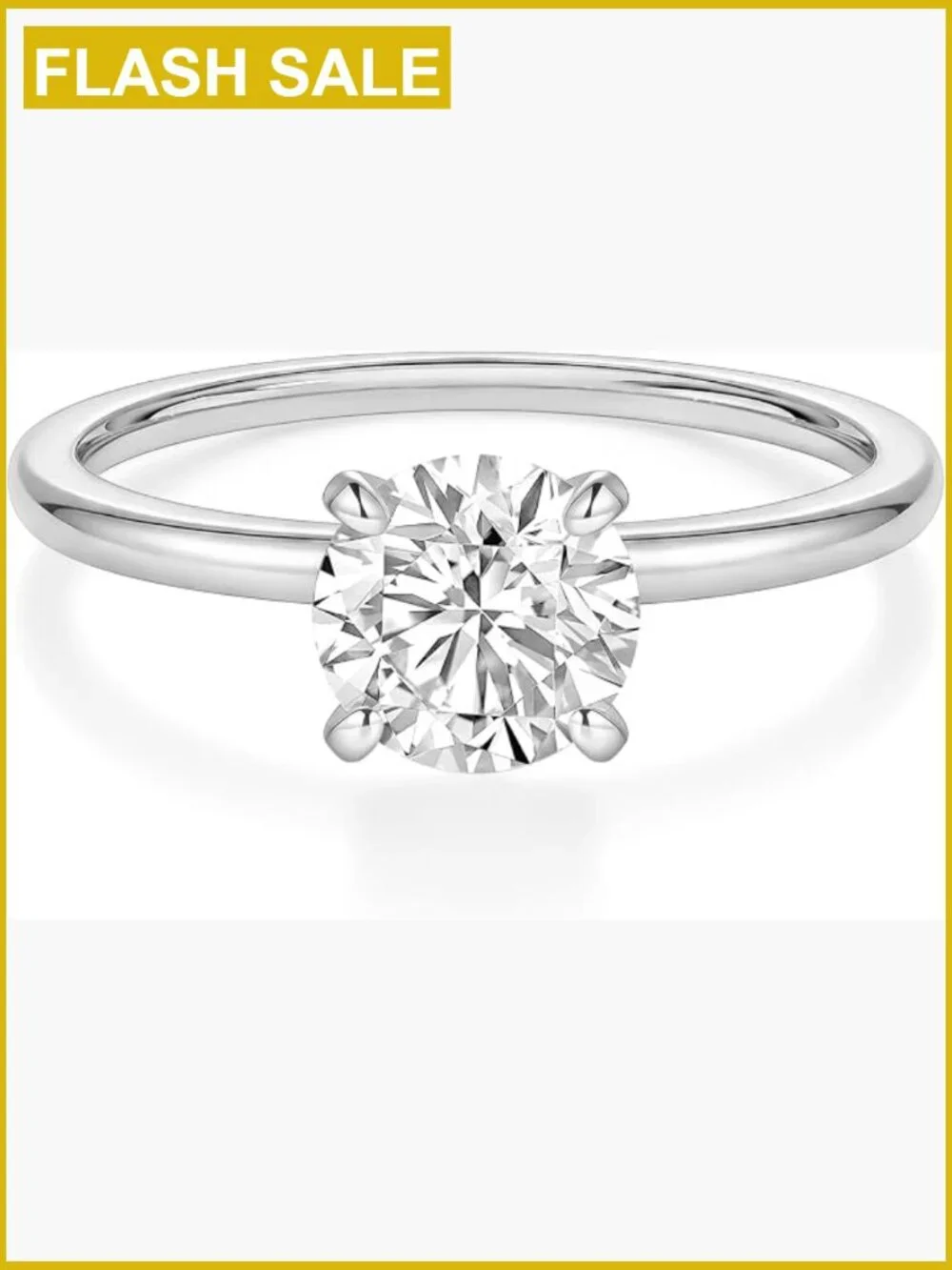 1.5CT Solitaire Round CZ Engagement Ring 925 Silver Sizes 3-11